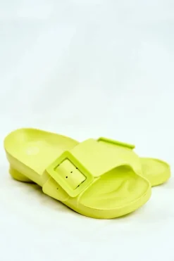 Klapki Damskie Big Star z Klamrą Zielone FF274A390