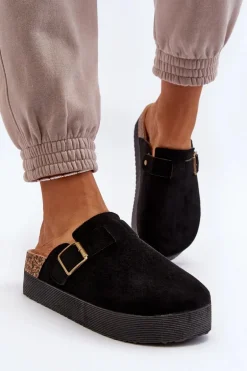 Klapki Damskie Chodaki Na Platformie Czarne Jorffia