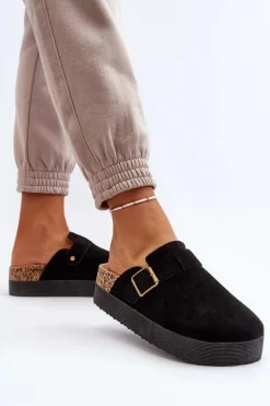 Klapki Damskie Chodaki Na Platformie Czarne Jorffia