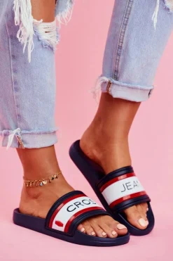 Klapki Damskie Cross Jeans Granatowe FF2R4160C