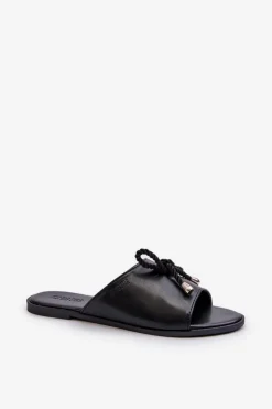 Klapki Damskie Eko Skórzane Big Star NN274066 Czarne