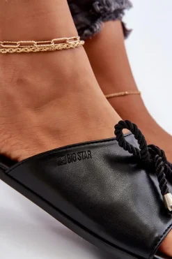 Klapki Damskie Eko Skórzane Big Star NN274066 Czarne