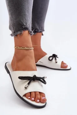 Klapki Damskie Eko Skórzane Big Star NN274067 Białe