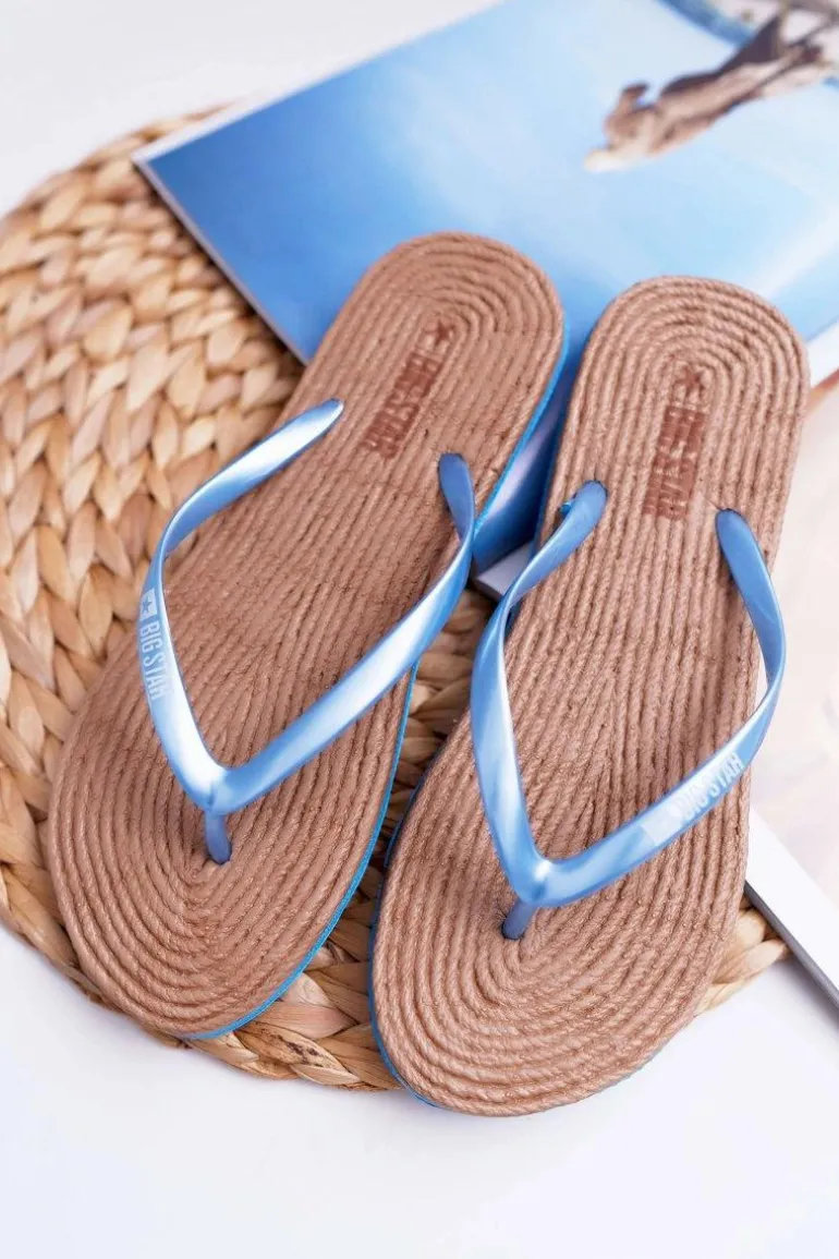 Klapki Damskie Japonki Big Star Niebieskie AA274A122