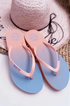 Klapki Damskie Japonki Big Star Łososiowe DD274A241