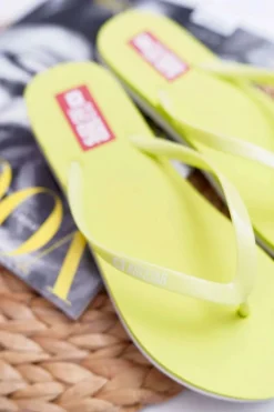 Klapki Damskie Japonki Big Star Neon Limonkowe AA274A129