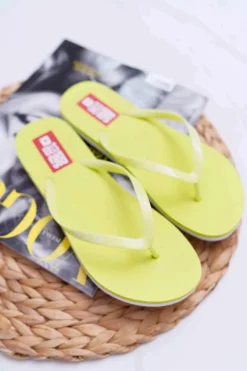 Klapki Damskie Japonki Big Star Neon Limonkowe AA274A129