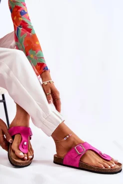 Klapki Damskie Japonki Na Korku Różowe Elina