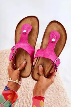 Klapki Damskie Japonki Na Korku Różowe Elina