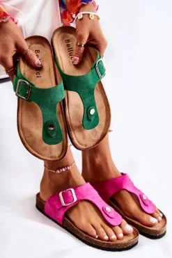 Klapki Damskie Japonki Na Korku Różowe Elina