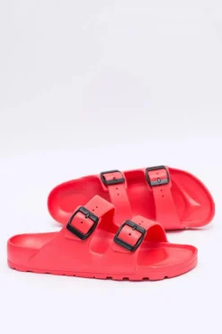 Klapki Damskie Lekkie Ogrodowe Czerwone