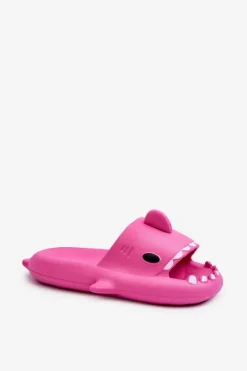 Klapki Damskie Lekkie Piankowe Z Motywem Rekina Fuksja Kasila