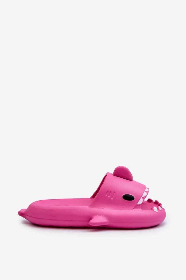 Klapki Damskie Lekkie Piankowe Z Motywem Rekina Fuksja Kasila