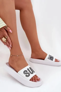 Klapki Damskie Na Grubej Podeszwie SUMMER Vinceza 76051 Białe