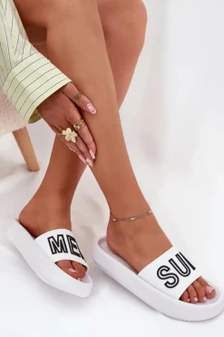 Klapki Damskie Na Grubej Podeszwie SUMMER Vinceza 76051 Białe
