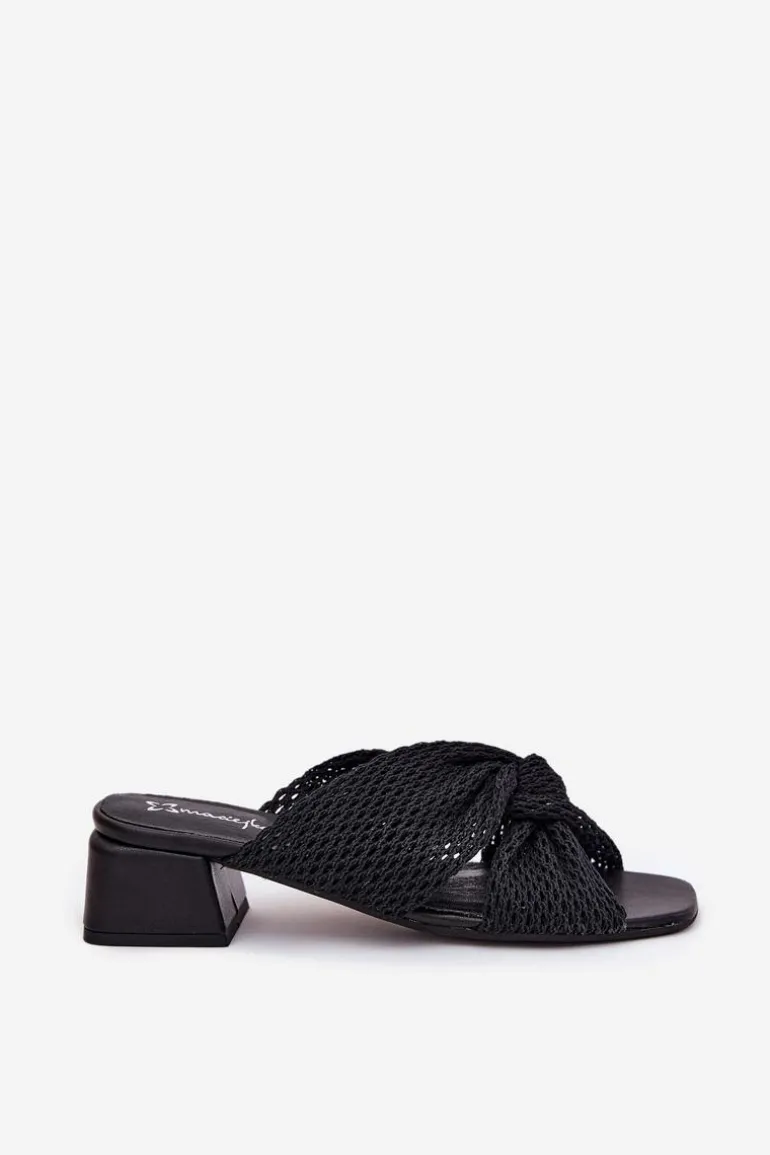 Klapki Damskie Na Klocku Maciejka 06955-01 Czarne