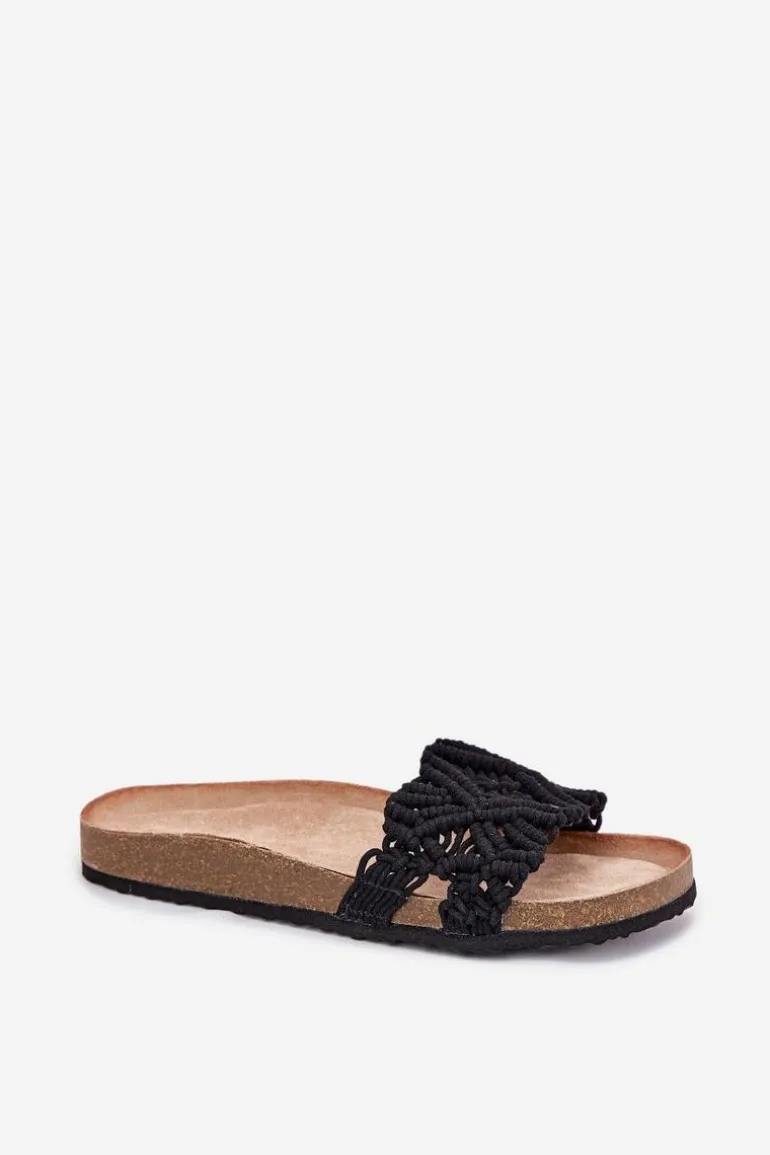 Klapki Damskie Na Korkowej Platformie Czarne Timaxrre