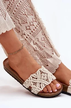 Klapki Damskie Na Korkowej Platformie Beżowe Timaxrre