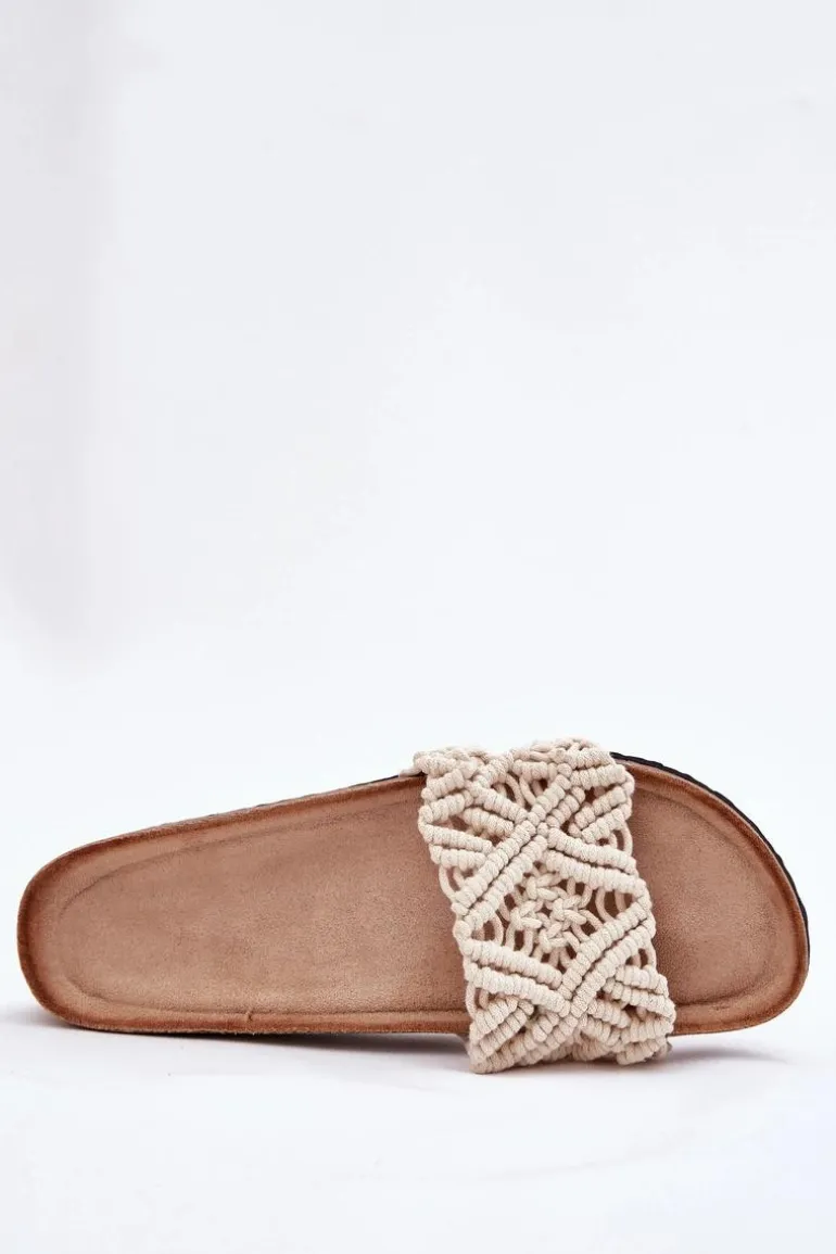 Klapki Damskie Na Korkowej Platformie Beżowe Timaxrre