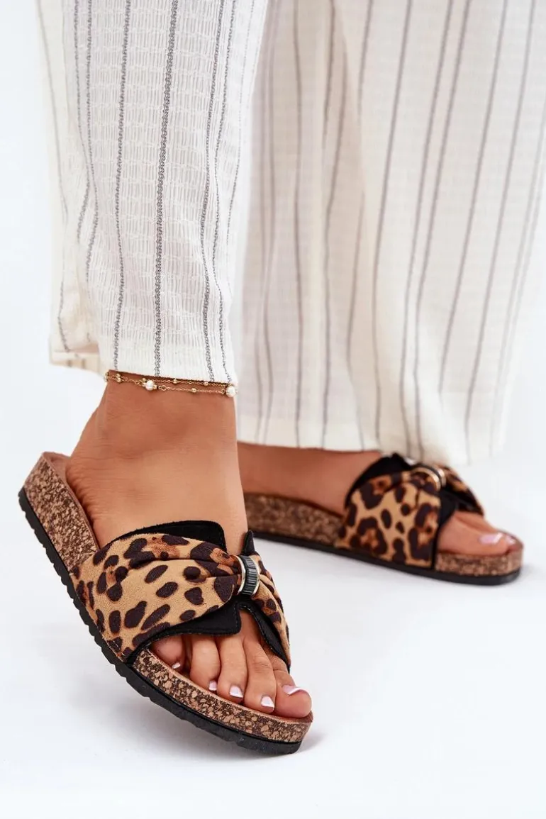 Klapki Damskie Na Korkowej Platformie Panterka Mevuna