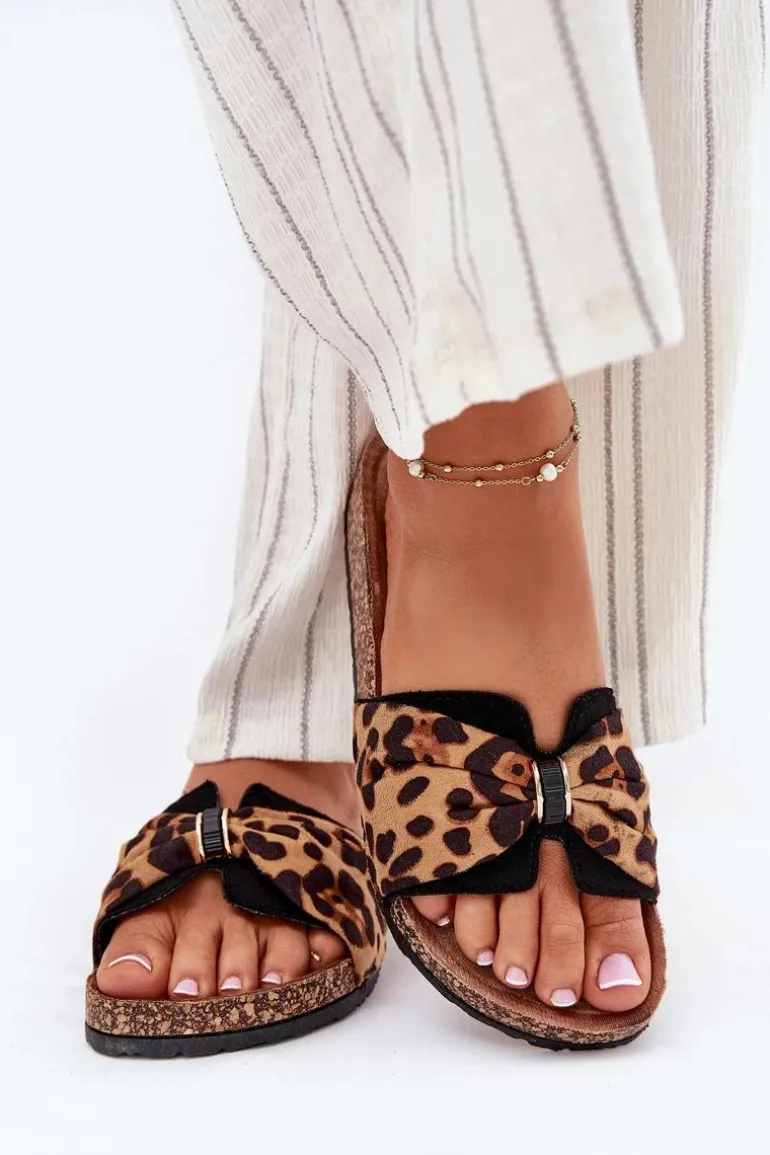 Klapki Damskie Na Korkowej Platformie Panterka Mevuna