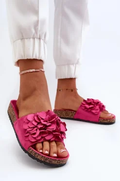 Klapki Damskie Na Korkowej Platformie Z Eko Zamszu Fuksja Jaihini