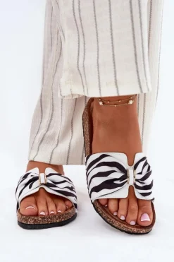 Klapki Damskie Na Korkowej Platformie Zebra Mevuna