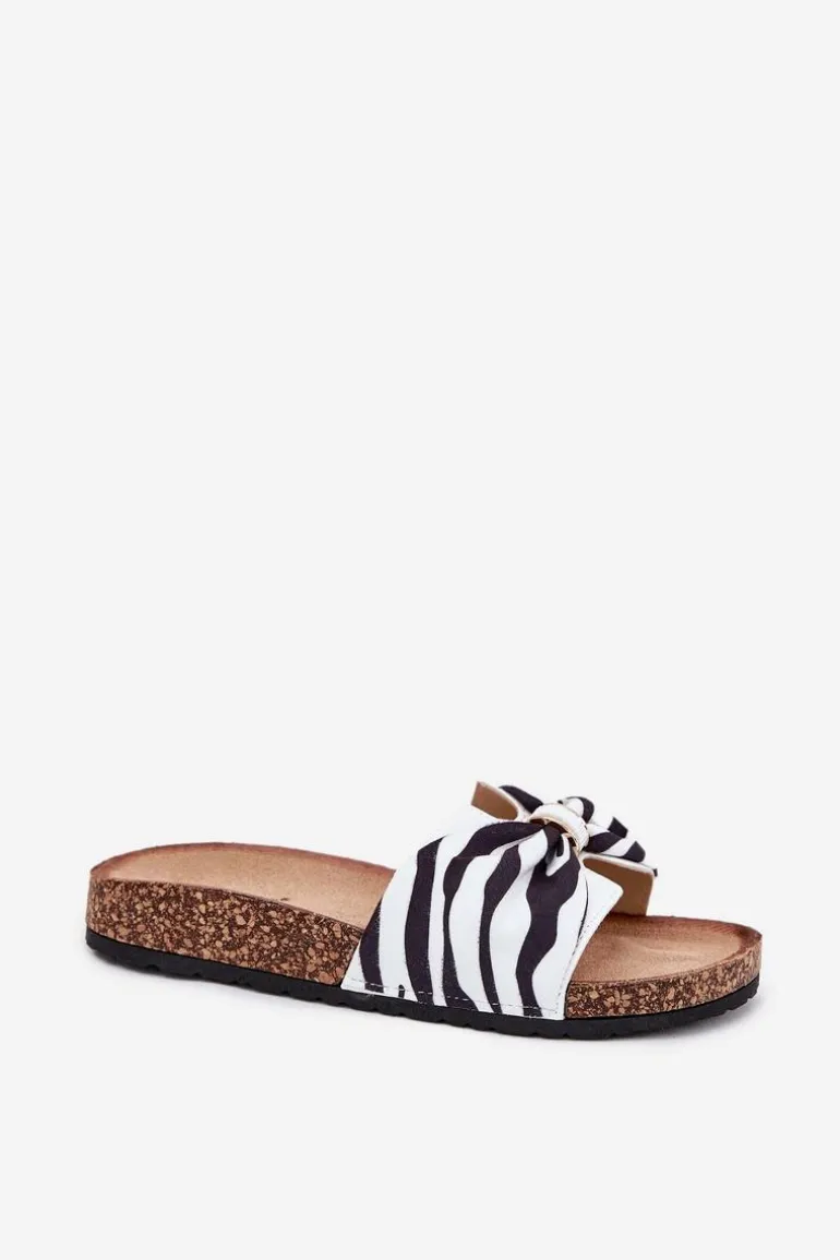 Klapki Damskie Na Korkowej Platformie Zebra Mevuna
