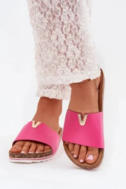 Klapki Damskie Na Korkowej Platformie Z Ozdobnym Detalem Fuksja Vessira