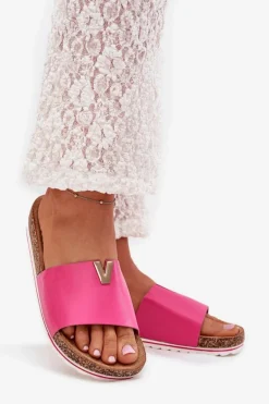 Klapki Damskie Na Korkowej Platformie Z Ozdobnym Detalem Fuksja Vessira