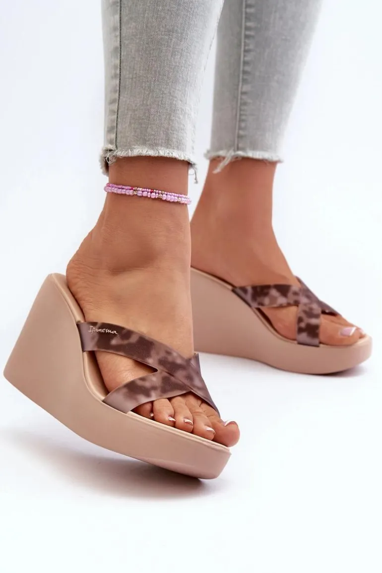 Klapki Damskie Na Koturnie 83520 Ipanema High Fashion Slide Fem Beżowe