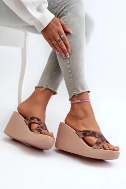 Klapki Damskie Na Koturnie 83520 Ipanema High Fashion Slide Fem Beżowe