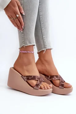 Klapki Damskie Na Koturnie 83520 Ipanema High Fashion Slide Fem Beżowe