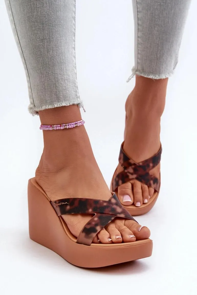 Klapki Damskie Na Koturnie 83520 Ipanema High Fashion Slide Fem Brązowe