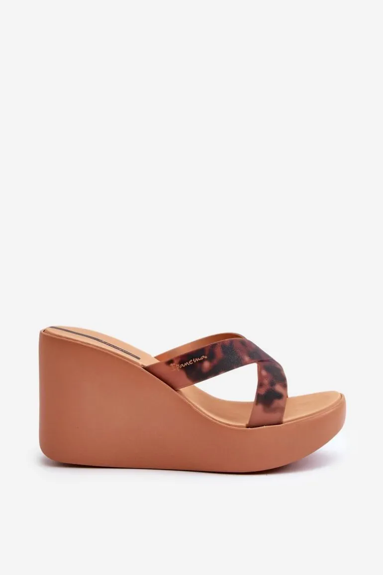 Klapki Damskie Na Koturnie 83520 Ipanema High Fashion Slide Fem Brązowe
