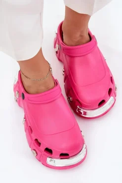 Klapki Damskie Na Masywnej Platformie Fuksja Korina