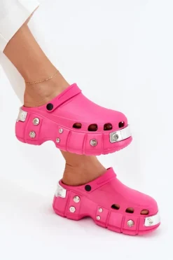 Klapki Damskie Na Masywnej Platformie Fuksja Korina