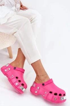 Klapki Damskie Na Masywnej Platformie Fuksja Korina