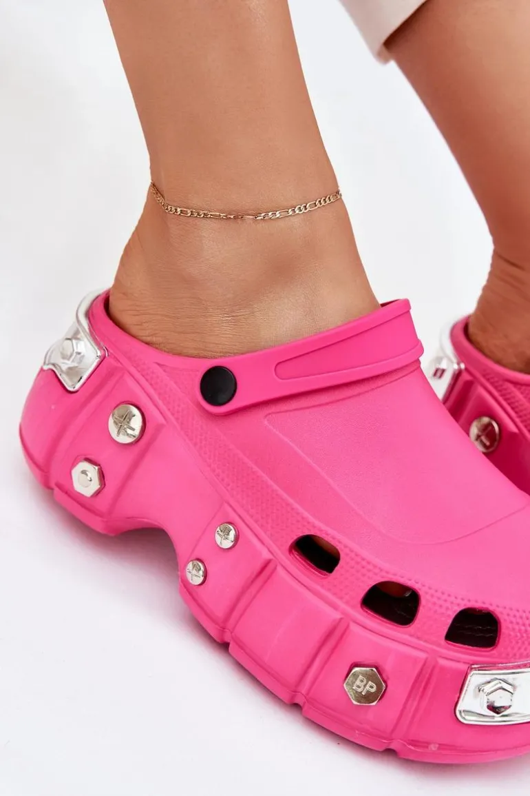 Klapki Damskie Na Masywnej Platformie Fuksja Korina