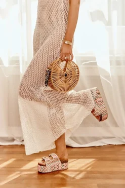 Klapki Damskie Na Masywnej Platformie Z Plecionką I Klamrami Multikolor Eradriana