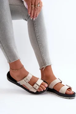 Klapki Damskie Na Płaskiej Podeszwie ZAXY LL285072 Jasnobeżowe