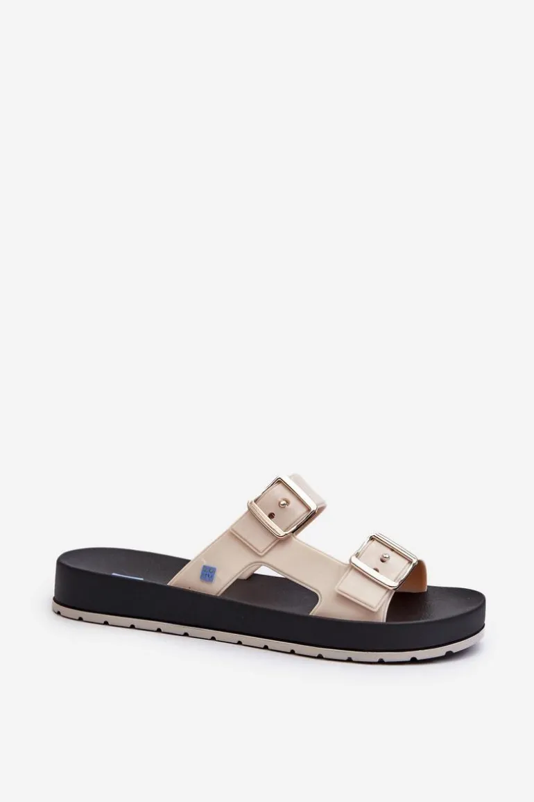 Klapki Damskie Na Płaskiej Podeszwie ZAXY LL285072 Jasnobeżowe