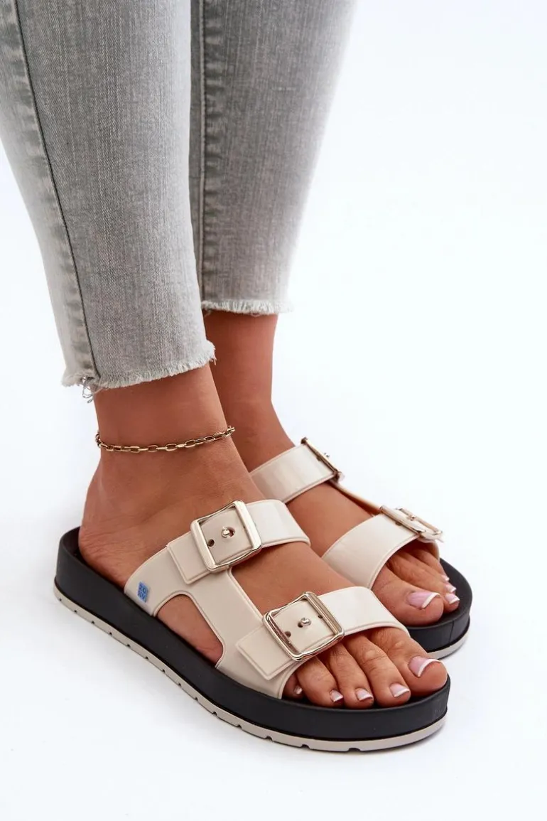 Klapki Damskie Na Płaskiej Podeszwie ZAXY LL285072 Jasnobeżowe