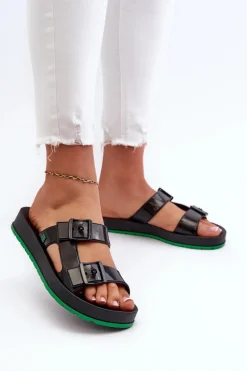 Klapki Damskie Na Płaskiej Podeszwie ZAXY LL285073 Czarne