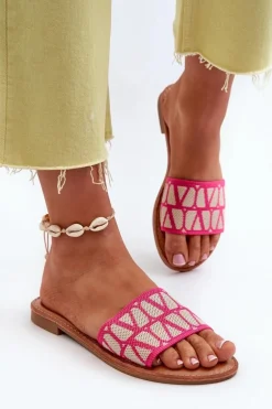 Klapki Damskie Na Płaskim Obcasie Fuksja Traivea