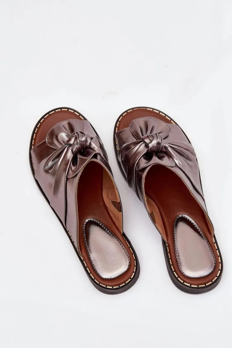 Klapki Damskie Na Płaskim Obcasie Grafitowe Nelvira