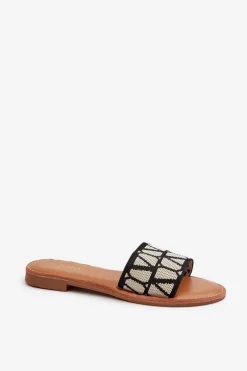 Klapki Damskie Na Płaskim Obcasie Czarne Traivea