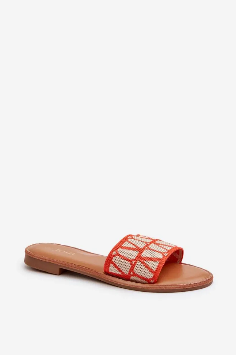 Klapki Damskie Na Płaskim Obcasie Pomarańczowe Traivea