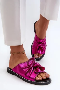 Klapki Damskie Na Płaskim Obcasie Fuksja Nelvira