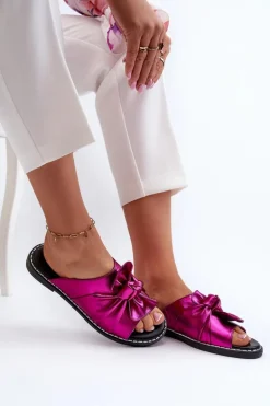 Klapki Damskie Na Płaskim Obcasie Fuksja Nelvira